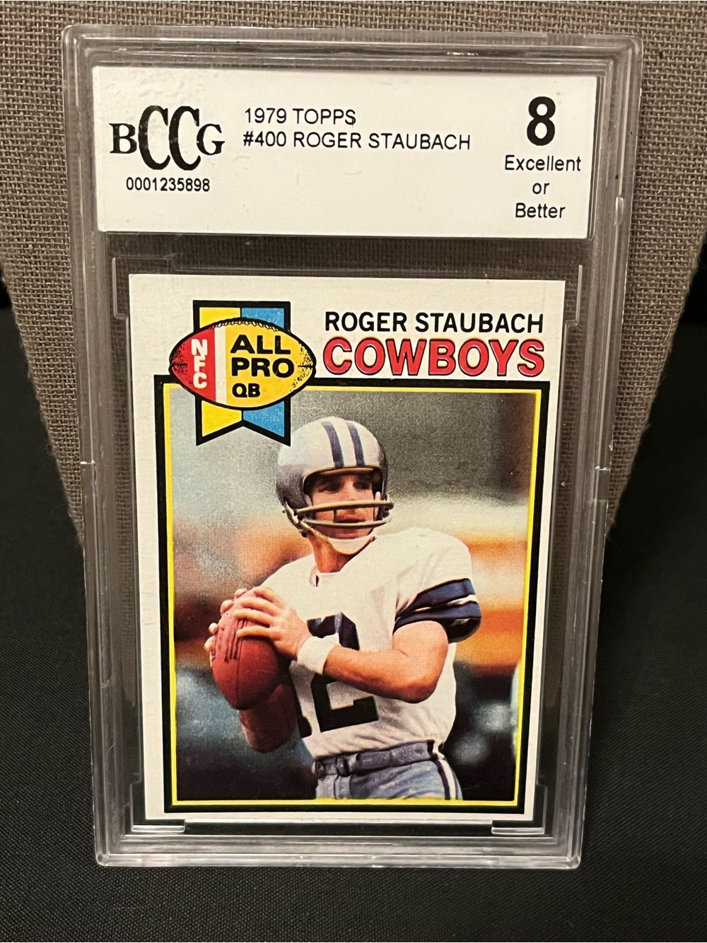 1979 Topps BCCG Graded 8 #400 Roger Staubach Card Back